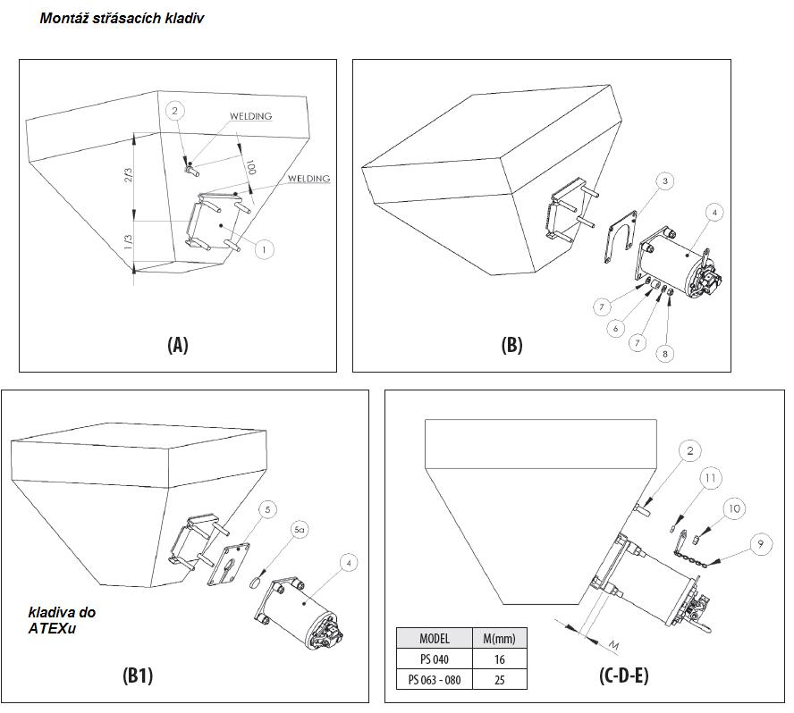 montáž střásacích kadiv